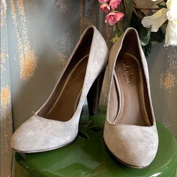 Cole Haan Grey Suede Wood Heels๐บ - Picture 2 of 12